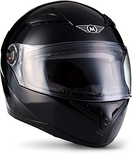 Moto Helmets® X86 „Gloss Black“ · Integral-Helm · Full-Face Motorrad-Helm Roller-Helm Scooter-Helm · ECE Visier Schnellverschluss Tasche XS (53-54cm)