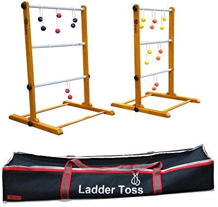 Ubergames Europe Profi Doppel Leitergolf Spinladder - In Luxus Tasche - echte Golf Bälle - Perfekt Wurfspiel - 4 Sets Bolas - In Luxus Trage Tasche - Sehr Stabil