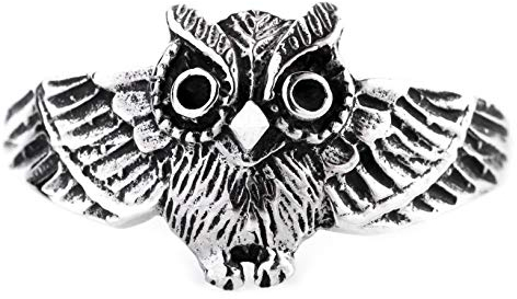 Windalf Ring NOCTIA h: 1 cm Kleine Eule Eulen-Ring 925 Sterlingsilber (Silber, 44 (14.0))