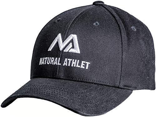 Natural Athlet Herren Basecap - Sport Snapback Cap in schwarz - Männer Freizeit Kappe verstellbar für Fitness, Sport, Gym & Training