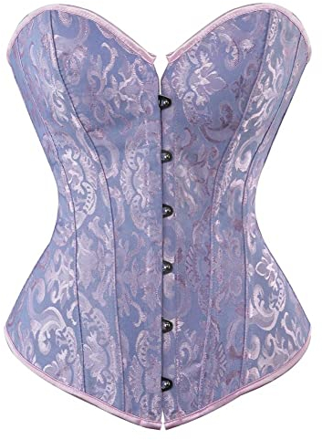 Josamogre Korsett Top Damen Corset Sexy Oberteil Corsage Vollbrust Vintage Renaissance Blau M