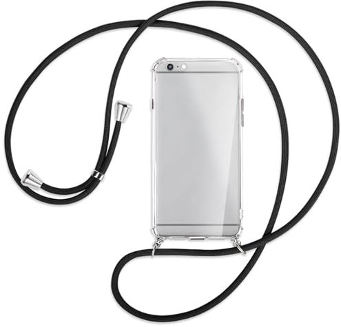 mtb more energy Handykette kompatibel mit Apple iPhone 6+, 6 Plus, 6S+, 6S Plus (5.5'') - schwarz - Smartphone Hülle zum Umhängen - Anti Shock Full TPU Case