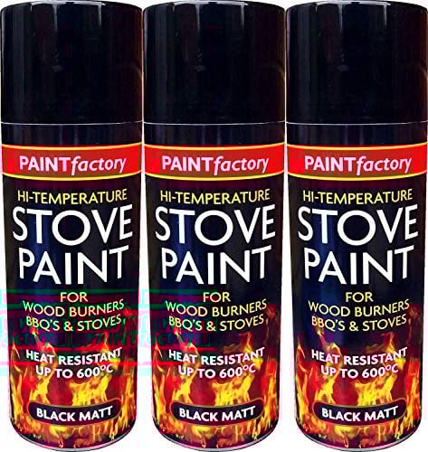 400ML Ultra High Temperature Heat Resistant Matt Black Metal, Wood, Plastic, Ceramic Aerosol Spray Paint Cans for BBQ Grill Stove Engine Exhaust (3)