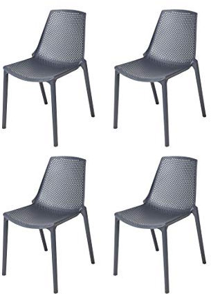 IDEAL TREND 4 Stühle Set 48x80 cm aus Kunststoff Garten Sessel Outdoor Indoor Möbel Chair