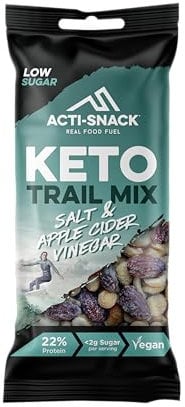 ACTI-SNACK Keto Crunch Salt & Apple Cider Vinegar 12 x 40g | Sports Nutrition Snacks, Protein on the Go - Salt and Vinegar Almonds, Cashews and Peanuts Nut Mix Snack