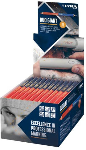 CRAYON DE MARQUAGE LYRA DUO GIANT ROUGE ET BLEU EN BOÎTE DE 100 -2930103 | Buntstifte, sechskant, Mine 6,3mm, Durchmesser 10mm