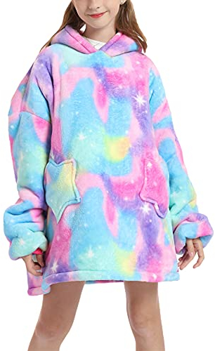 Übergroße Hoodie Decke,Flanell Sweatshirt Decke,Kuscheldecke mit ärmel,Kuschelpullover Für Kinder Junge Mädchen