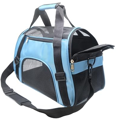 ZvoanSem Pet Carrier Bag,Small Cat Carrier Kitten Puppy little Dog Carrier for Travel Airline Approved Small Animal (S, Blue)
