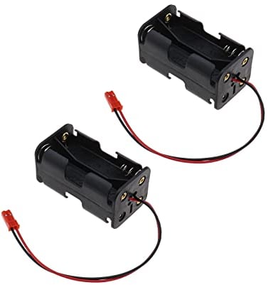 VGOL 2 x Battery Holder, Plastic Storage Box Pack Receiver Case, 4 x AA Battery Insert Compartment Container, 6 V with 2 Pin JST Plug for RC Car Aeroplanes