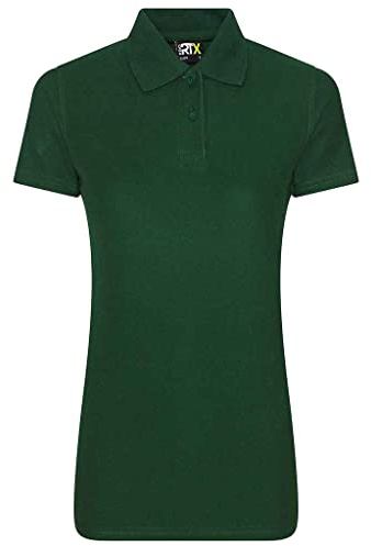 Polo classica da donna, a maniche corte, tinta unita, casual, da lavoro, sport, da giardinaggio, ideale come regalo di compleanno di Natale, elettricista, Verde bottiglia, L
