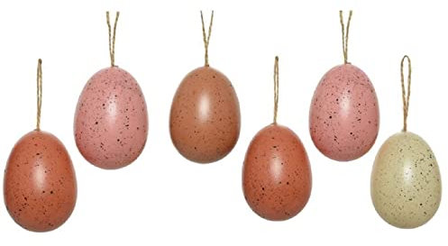 Kaemingk große fröhlich Bunte wetterfeste Ostereier Kunststoff-Dekoeier Creme - rosa - rotbraun als Osterstrauchdeko Preis für Set a 12 Stück