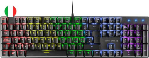 Mars Gaming MK422 Nero, Tastiera Meccanica Gaming RGB, Antighosting, Switch Meccanico Rosso, Lingua Italiana