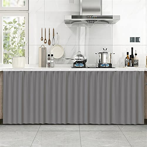 Liveinu Rideaux Armoire pour Armoire de Cuisine 80x70cm (LxH Gris | Salle de Bain, Rideau Anti-poussière pour étagères, Panneau Mural,Installation Crochet et Boucle
