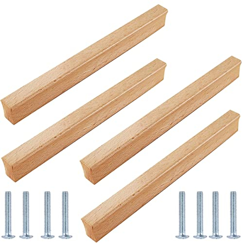 HY HUIJUN Holzgriffe Küchenschränke, 4 Stück Holz Griffe Möbel Massiv,Türgriff Schrankgriff Schubladengriff für Tür Schubladen Schrank,Dekoration
