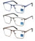 MODFANS 3er-Pack Lesebrille Herren Blaulichtfilter Metallrahmen Rechteck Stil Edelstahl Material Grau Braun Blau