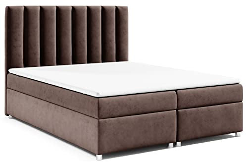 Best for Home Boxspringbett mit Bettkasten Trinity K-10 Bonellfederkern inkl. Topper 200x200 Braun