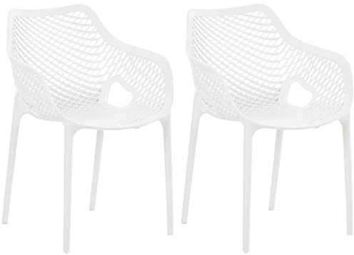 CLP XL-Bistrostühle Air I Stapelstühle Air Aus Kunststoff Mit 44 cm Sitzhöhe I Outdoor-Stühle Mit Wabenmuster, Farbe:weiß