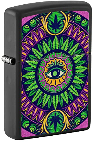 ZIPPO Cannabis Eye schwarz matt Color 60006550 Glow in The Dark Blue Original Feuerzeug