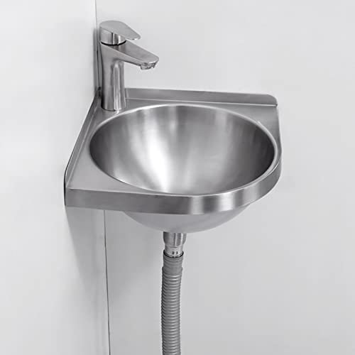 Kleines Eck-Waschbecken, Wandhalterung, Handwaschbecken, Edelstahl-Vorbereitungsspülen-Set, gewerbliches Waschbecken, Badezimmer-Waschbecken
