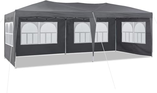 TUKAILAI 3 x 6 m Pop-Up-Pavillon Festzelt Anti-UV Party Hochzeit Zelt Markise Event Unterstände mit Seitenteilen & Aufbewahrungstasche, pulverbeschichteter Stahlrahmen Baldachin für Outdoor Garten