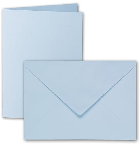 ARTOZ 15x DIN B6 Faltkarten-Set mit Umschlägen - pastellblau (Blau) - 120 x 169 mm - gerippte Bastelkarten blanko mit Brief-Umschlägen - 220 g/m²