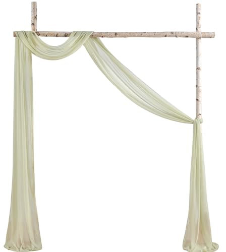 Serra Flora Hochzeitsbogen Drapierstoff 1 Paneel 6 m hellgrün durchscheinender Chiffon-Vorhang Vorhänge für Hochzeitszeremonie Geburtstag Party Bogen Blumen Dekoration