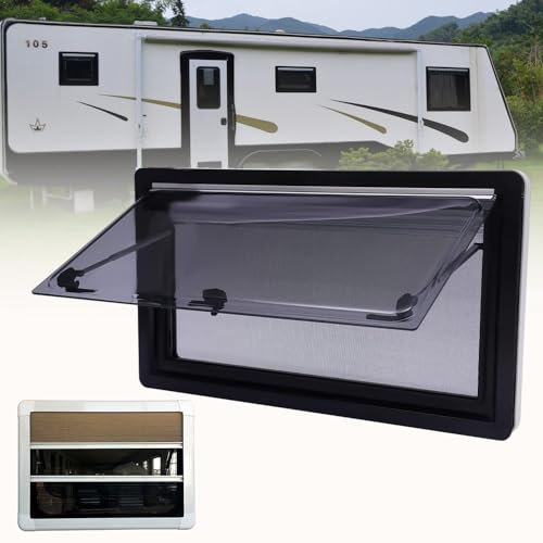 Finestra a Battente per Camper, Finestra per Camper Finestra Pieghevole per Camper Finestra a Spinta Esterna per Camper, Roulotte, Camper Mobile Con Tenda Avvolgibile Integrata E Zanzariera,700*400mm