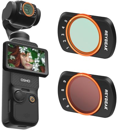 REYGEAK Osmo Pocket 3 Kit filtri VND variabile ND 2-32 (1-5 stop) e ND 64-512 (6-9 stop) compatibile con DJI Osmo Pocket 3, telaio in lega di alluminio