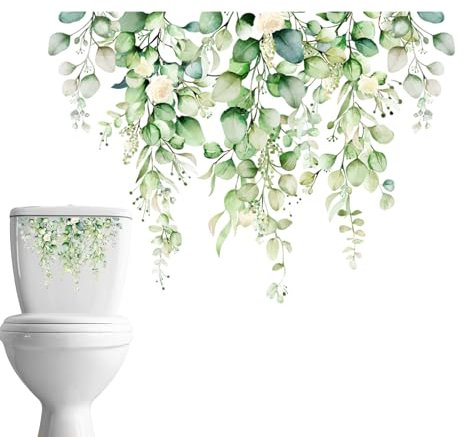 Adesivo da Parete per Sedile WC, Adesivi per Coperchio Sedile WC | Decalcomanie di Piante Verdi per Coperchio del WC,Adesivi per coperchi WC ad adesione Forte per Soggiorno, Bagno, Camera
