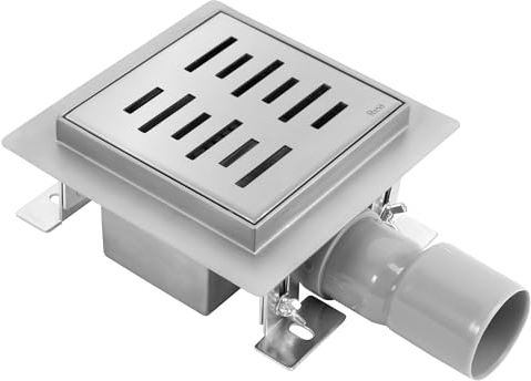 Rea Duschrinne LINE Nickel Brush 12x12 Edelstahl Duschablauf Siphon Bodenablauf für Badezimmer Dusche Bodenablauf (gebürsteter Stahl)