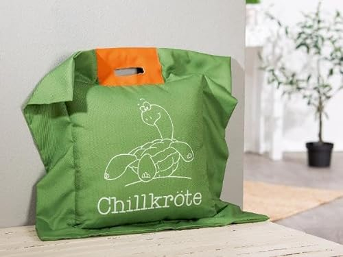 GILDE Kissen Chillkröte 40x40 cm Grün Tierdruck Mittelfest 1 stück Indoor und Outdoor