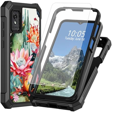 DIGTIALL Funda para BLU Studio Mini 2023 con protector de pantalla de vidrio templado, doble capa resistente a prueba de golpes, parachoques de TPU con esquinas elevadas para Studio Mini 2023, cactus