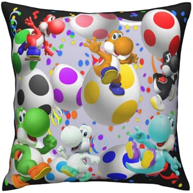 Yoshi Dekorativer quadratischer Kissenbezug, 45,7 x 45,7 cm, für Sofa, Couch, Dekoration, Heimdekoration