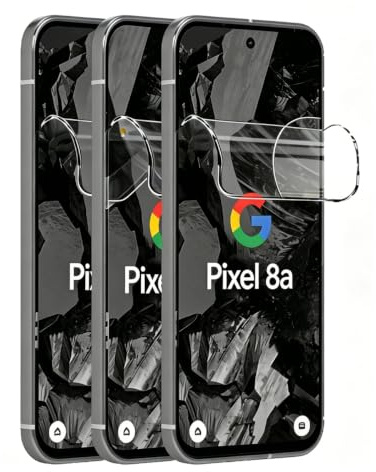 SRSRROP 3 Piezas Protector de Pantalla para Google Pixel 8a | Película de Hidrogel Flexible de transparentes TPU [alta sensibilidad][no vidrio templado]
