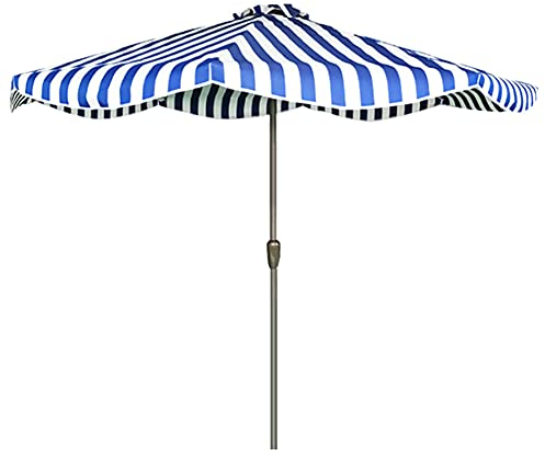 BGFYUSF Terrassenschirm Gestreift, Handkurbel, Sonnenschirme Für Den Außenbereich, Strandschirm, Marktschirm, Tischschirm, Ohne Sockel, Sonnenschutz (Blau A)