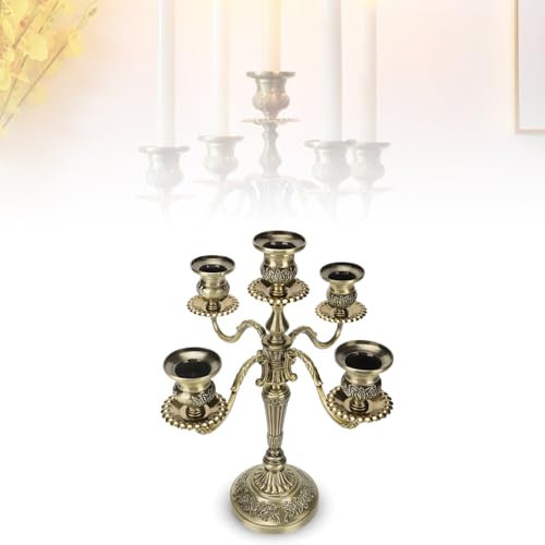 EIMSOAH 5 Arms Metal Candelabra,Practical Arms Candelabra Multipurpose for Parties,Rustproof Practical Multipurpose Zinc Alloy Tall Candelabra for Weddings Collectibles,Home Decor