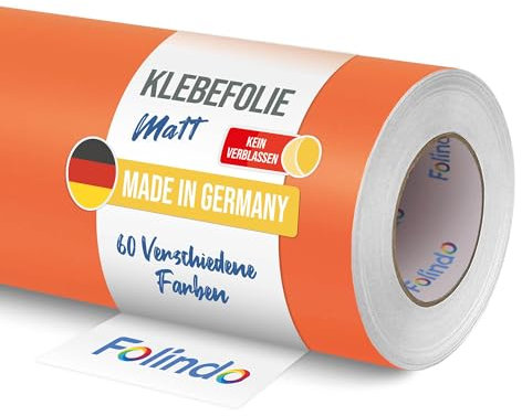 FOLINDO Möbelfolie selbstklebend 035 Pastell-Orange Matt 5m x 63 cm - Klebefolie Möbel, Klebefolie Küche, Möbelfolie, Folie für Möbel, Möbelfolie selbstklebende Folie, Küchenfolie selbstklebend