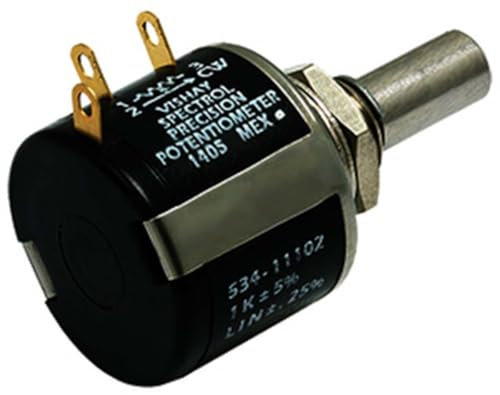 Vishay 534, Tafelmontage 10-Gang Dreh Potentiometer 500Ω ±5% / 2W, Schaft-Ø 6 mm