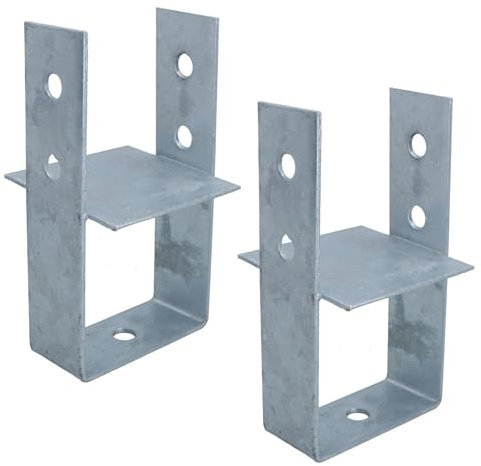 Concrete in Wooden Post U Support Base Bracket 100 x 100mm Decking 2PK
