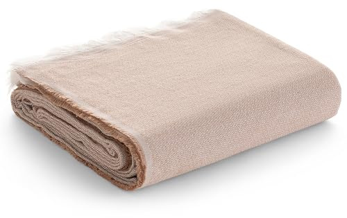 GAMUSI Sofaüberwurf für 3-Sitzer, vielseitig einsetzbar, Bettüberwurf 135/150 cm, Jarapa Foulard, Sofaüberwurf, Baumwolle, einfarbig, 230 x 280 cm, Beige