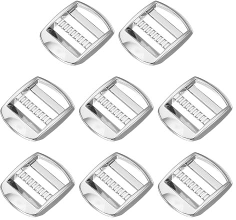 PATIKIL Ladder Lock Buckle Slider 20mm, 8 Pack Zinc Alloy Adjustable Webbing Strap Release Buckles Belt Tri-Glide for Backpack Sewing DIY, Silver