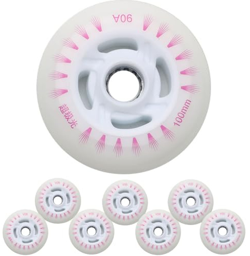 JCCHT Leuchtende Inline-Skate-Räder, 90 mm, 100 mm, 110 mm, 8 Stück, LED-Blinkrollen, 90A PU, für den Ersatz von Rollern im Innen- und Außenbereich,Purple Light,90mm