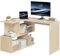 WOLTU Schreibtisch L Form, Eckschreibtisch mit Stauraum, 120x100cm, Bürotisch, Computertisch mit Ablagefächern, PC Tisch, Winkelschreibtisch, Arbeitstisch für Büro Arbeitszimmer, Helle Eiche