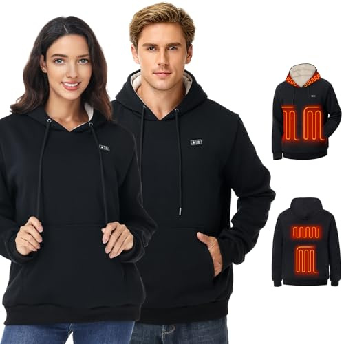 WUEAOA Heated Hoodie, Heated Hoodies for Women, heated hoodies for Men, heated Jumper Mens | 30% Larger Heating Area | Graphene Heat Tech & 6-Zones | Ultra-Light 164g 10000mAh Battery | Unisex