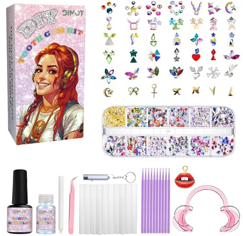 Zahnschmuck Set - DIY Dental Jewelry Set, Tooth Gem kit mit 150 Kristalle Für Party Daliy Leben (Serie D)