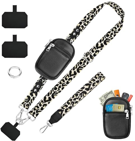 KTUEOV Handyband zum Umhangen, Handykette Universal mit Tasche Verstellbarer Handyschnur zum Umhangen Handy Kette Handgelenk mit 2 Karabiner fur alle Smartphone-Modelle