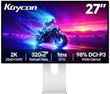 Kuycon P27S 27 inch FHD (2560 x 1440) 2K Monitor, IPS, 1.07 Billion Colors, 99% sRGB, 1ms, HDR, 1000:1, Eye Care, Low Blue Light (Honeycomb - with Stand)