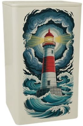 speecheese Retro Leuchtturm im Sturm Dose 900ml für maritime Liebhaber Lustige MetallDose 900ml mit maritimem Look