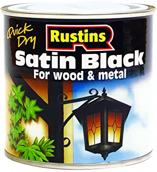 Rustins Quick Dry Satin Black Paint 250ml - Effortless Application for a Smooth, Professional Finish – Perfect for DIYers Seeking Fast Results, Elegance, and Durability on Interior & Exterior Surfaces