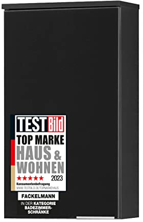 FACKELMANN Hängeschrank Kara/Soft-Close-System/Maße (B x H x T): ca. 41 x 70 x 23 cm/Türanschlag Links/Möbel fürs WC oder Bad/Korpus: Anthrazit/Front: lackiertes Glas in Anthrazit